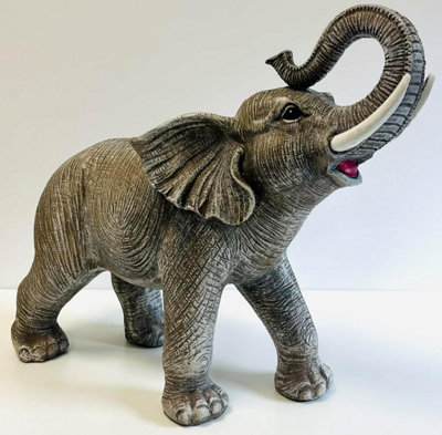 My Square Mile Elephant OrnamentIndoor Outdoor Resin Ornament42 Cm Wide35 Cm HighLarge African Grey Elephant Garden Statue Gift from B&Q