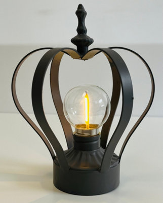 My Square Mile Crown Table Lamp Cordless Battery Operated With Bulb Distressed Metal Light Nightstand Gold/grey/cream (Grey) from B&Q