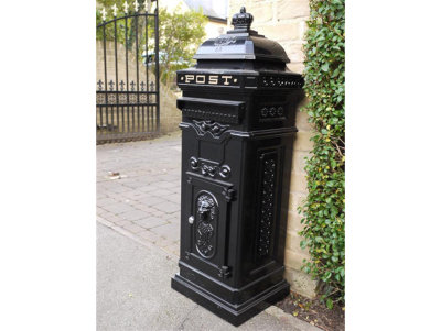 B&Q -  Post Box/mail Box Freestanding Cast Aluminium Letter Box (Black)