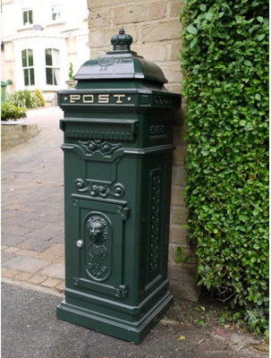 B&Q -  Post Box/mail Box Freestanding Cast Aluminium Letter Box (Green)