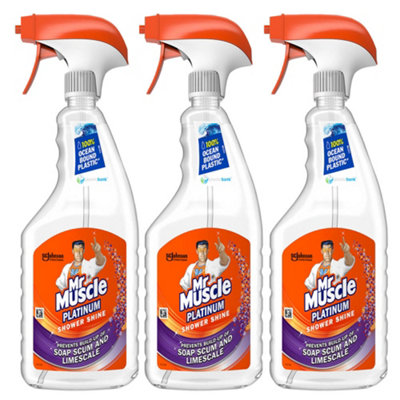 Mr Muscle Platinum Shower Shine Spray Prevents Soap Scum & Limescale 750Ml X 3 from B&Q