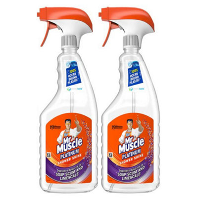 Mr Muscle Platinum Shower Shine Spray Prevents Soap Scum & Limescale 750Ml X 2 from B&Q