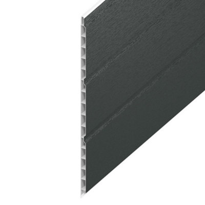 Hollow Cladding Soffit Board Anthracite Grey Upvc Plastic Ceiling Cladding300mm (1Ft) Wide X 2.5M (8Ft) Length from B&Q