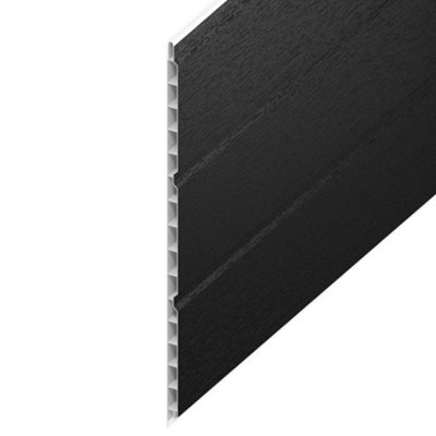 Hollow Cladding Soffit Board Black Ash Upvc Plastic Ceiling Cladding300mm (1Ft) Wide X 2.5M (8Ft) Length from B&Q