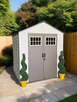 Garden Store Direct Balmoral Plastic Resin Dual-Wall High Density Garden Shed - 7 X 7 Ft