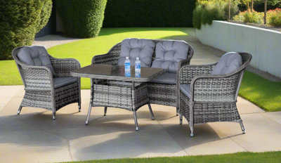Garden Store Direct St Tropez Aluminium Rattan 4 Seat Lounge Dining Set from B&Q