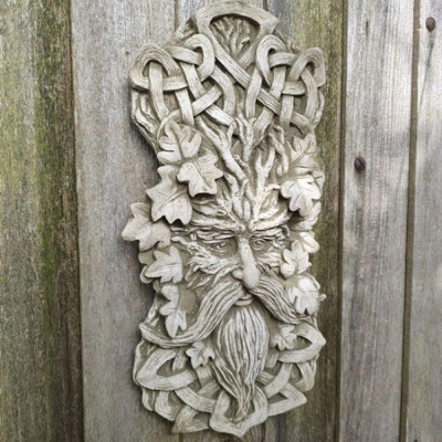 Spa Stone Cast Large Leaf Greenman Wall Plaque