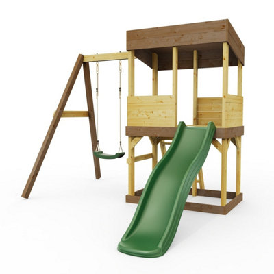 Rebo Lookout Tower With Single Swing And Wave Slide from B&Q