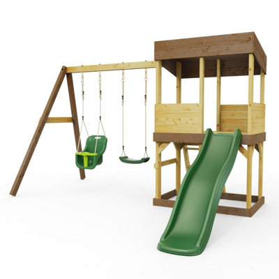 Rebo Lookout Tower With Double Swing And Wave Slide from B&Q