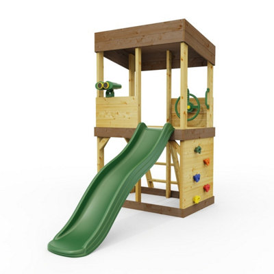Rebo Lookout Tower With Wave Slide And Adventure Pack Dark Green from B&Q