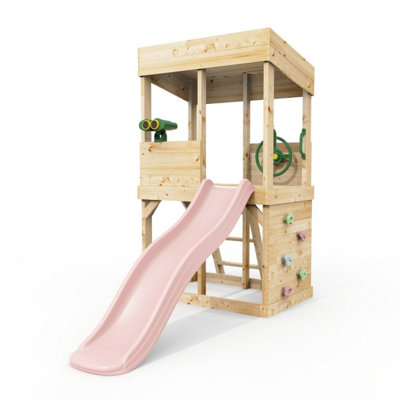Rebo Lookout Tower With Wave Slide And Adventure Pack Dusky Pink from B&Q