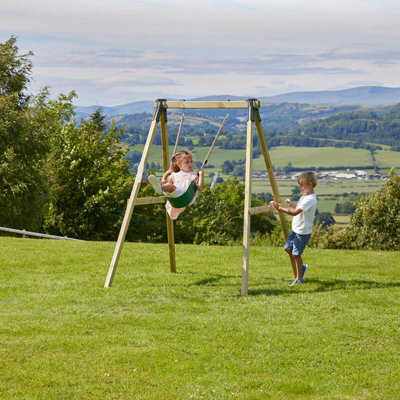 Rebo Glide Wooden Single Swing Set With Swing SeatDandelion (Navy Blue Belt Swing) from B&Q