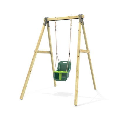 Rebo Glide Wooden Single Swing Set With Swing SeatDandelion (Dark Green Baby Swing) from B&Q
