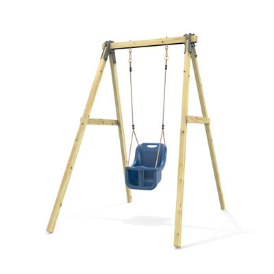 Rebo Glide Wooden Single Swing Set With Swing SeatDandelion (Navy Blue Baby Swing) from B&Q
