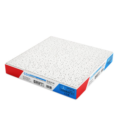 Cds Drift Mineral Fibre Suspended Ceiling Tile Square Edged 600 X 600 ( Similar To Zentia Fission ) 10 Tiles/box from B&Q