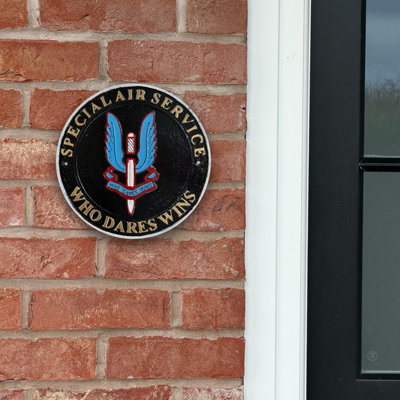 Special Air Service (Sas) Who Dares Wins Wall Plaque Cast Iron24Cm (Indoor/outdoor) from B&Q