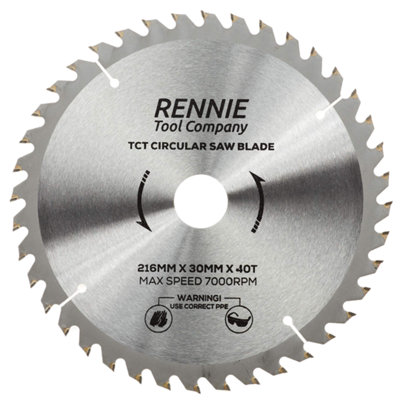 Rennie Tool Company 216Mm X 40T Tct Circular Wood Saw Blade. Fits Festool Bosch Makita Dewalt Circular Saws Etc Size 40