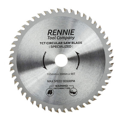 Rennie Tool Company 165Mm X 48T Tct Cordless Circular Wood Saw Blade With Thin Kerf. Fits Bosch Makita Ryobi Dewalt Circular Saws Etc