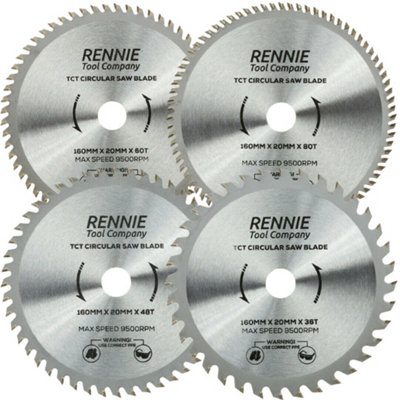 B&Q -  4 Pack160mm X 36T 48T 60T & 80T Tct Circular Wood Saw Blades Fits BoschMakitaBlack & DeckerDewalt Festool Ts55 Etc