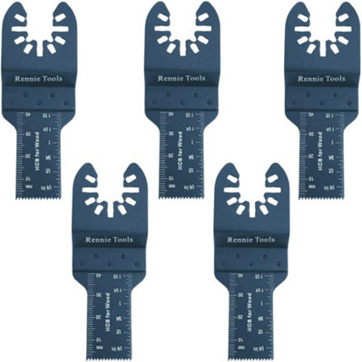 Rennie Tool Company Rennie Tools Pack Of 5 X 20mm Wide Oscillating Multi Tool Blades Set For Wood & Plastic. Universal Fit Multitool Blades from B&Q