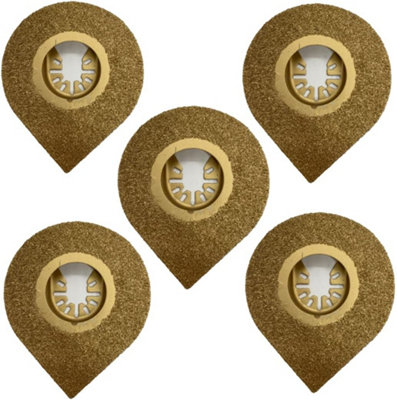 Rennie Tool Company Rennie Tools Pack Of 5 X 70mm Teardrop Carbide Oscillating Multitool Blades For GroutMortarConcrete & Masonry. from B&Q
