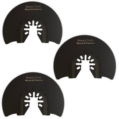 Rennie Tool Company Rennie Tools Pack Of 3 X 88mm Half-Round Oscillating Multi Tool Blades For WoodPlasticDrywall Etc. Universal Fitting Multitool from B&Q