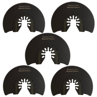 Rennie Tool Company Rennie Tools Pack Of 5 X 88mm Half-Round Oscillating Multi Tool Blades For WoodPlasticDrywall Etc. Universal Fitting Multitool from B&Q