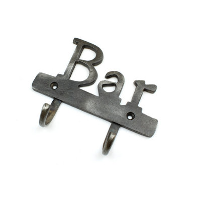 OakcraftsAntique Cast Iron Bar Sign With Twin Hooks from B&Q