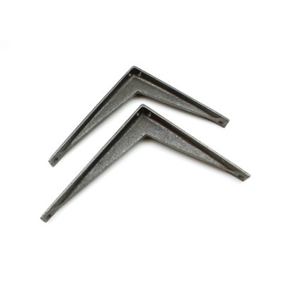  - OakcraftsPair Of Antique Cast Iron Minimalist Vole Shelf Brackets170mm X 200mm