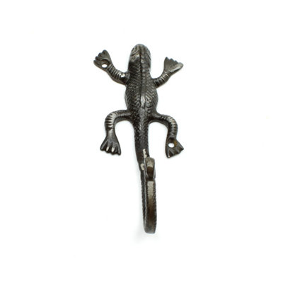 B&Q Oakcrafts - Antique Cast Iron Decorative Gecko Hook - 170Mm X 85Mm