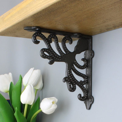 OakcraftsPair Of Antique Cast Iron Octopus Shelf Brackets150mm X 150mm from B&Q