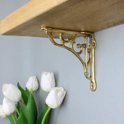  - Pair Of Antique Brass Heritage Shelf Brackets125mm X 125mm