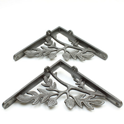 OakcraftsPair Of Antique Cast Iron Acorn Design Shelf Brackets180mm X 180mm from B&Q