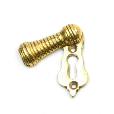 Beehive Keyhole Escutcheon with Cover - Polished Brass - Key Hole Cover - Image 3