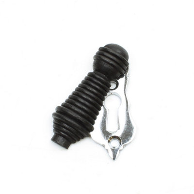 Beehive Keyhole Escutcheon with Cover - Ebony and Chrome - Key Hole Cover - Image 3