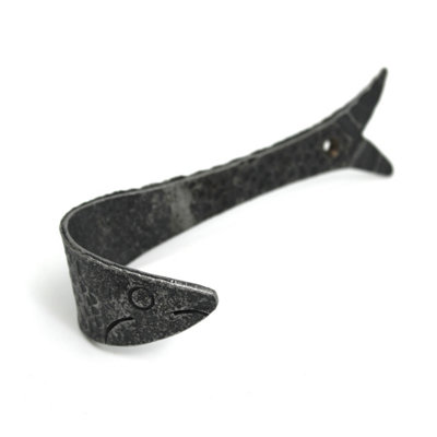  - OakcraftsHand Forged Antique Iron Fish Design Single Coat Hook - Image 3