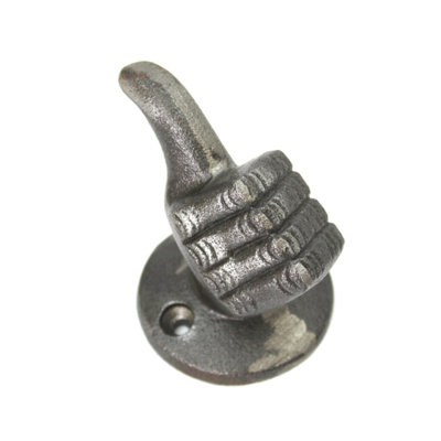 Rackhams Antique Cast Iron Thumbs Up Coat/Robe Hook - 60Mm - Image 3