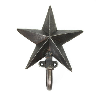  - Antique Cast Iron Rustic Star Single Coat Hook