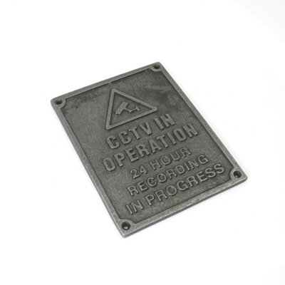 OakcraftsAntique Cast Iron Cctv In Operation Plaque/sign160mm from B&Q
