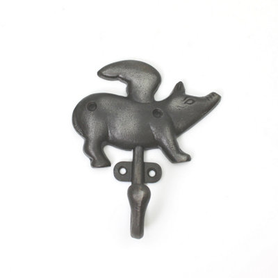 OakcraftsAntique Cast Iron Flying Pig Single Coat/robe Hook125mm from B&Q