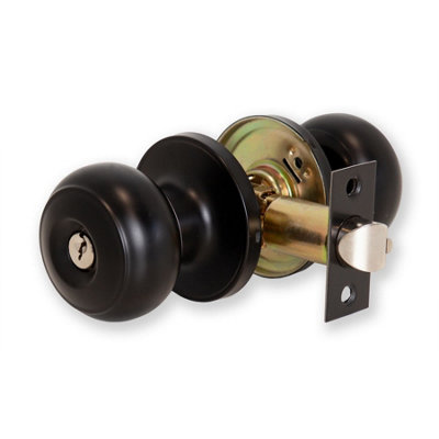 B&Q -  Bello Entrance Knob Set Matt BlackDoor Knob With Lock For Internal Wooden DoorsComplete Set With Tubular Latch And 3 Keys