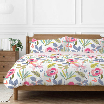 Copenhagen Home Mia Floral Single Duvet Cover Set With Pillowcases - Bright Multicolour