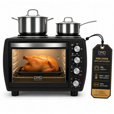 B&Q -  Dmd 35L Mini Oven With Hot Plates100-250 Degree Temperature Control120Min TimerWire Rack And Baking Tray