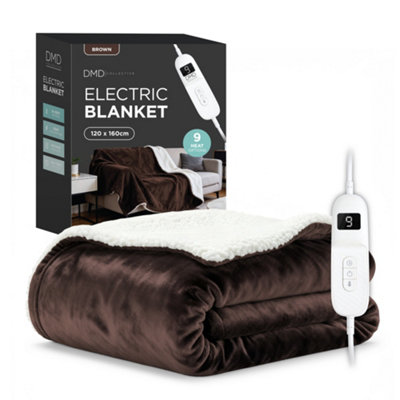 DMD Collective Dmd Heated Electric Blanket Throw Fleece Sherpa 9 Heat & Timer Settings 120X160CmChocolate Brown from B&Q