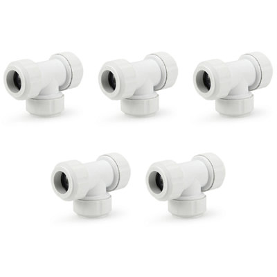 Lavaplumb 22mm Pushfit Tee White5 Pack from B&Q