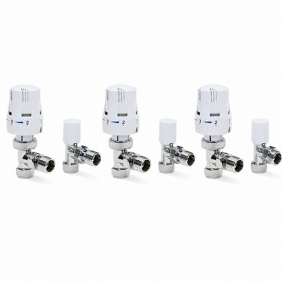 B&Q - 3 Pack X  Thermostatic Radiator Valve Angled Trv & Lockshield 15mm Radiator Thermostat Valve - Image 3