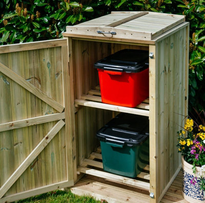 B&Q -  Shireburn 2 Recycle Box StoreTimberL80.4 X W63 X H120 CmFits 2 X Recycle Boxes