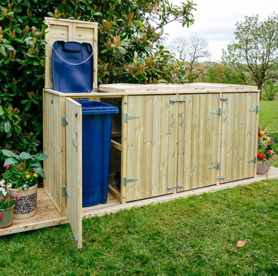 B&Q -  Shireburn 2 Wheelie Bin/4 Recycle Box StoreL80.4 X W261.5 X H120 CmFits 2X 180L Or 2X 240L Wheelie Bins & 4X Recycle Boxes