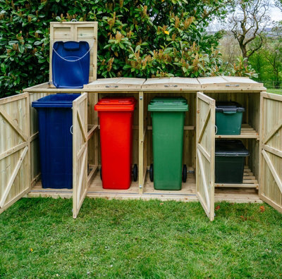 B&Q -  Shireburn 3 Wheelie Bin/2 Recycle Box StoreL80.4 X W273 X H120 CmFits 3 X 180L Or 3 X 240L Wheelie Bins & 2 X Recycle Boxes