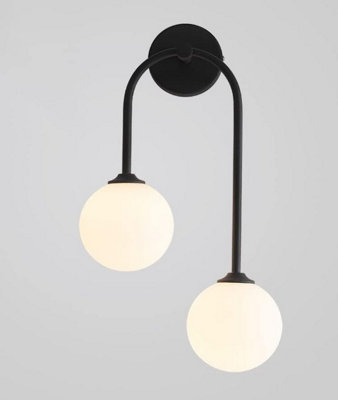 Bedside Wall Lamp Nordic Milkly Glass Wall Lights Indoor Lighting Black from B&Q